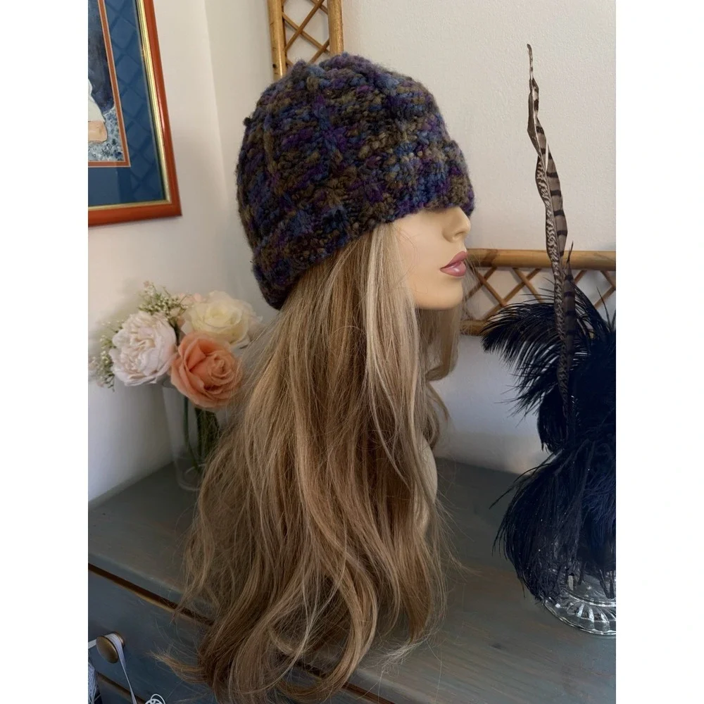 Cappellificio Fiorentino Wool‎ Blend Purple Knitted Beanie Hat Made In Italy EUC